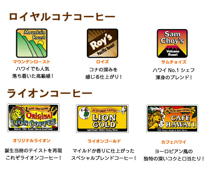 ライオンコーヒー ロイヤルコナコーヒーマルバディ ノンフレーバーコーヒーいいとこ取りセット LION ROYALKONA MULVADI 100% ホット ドリップ 送料無料