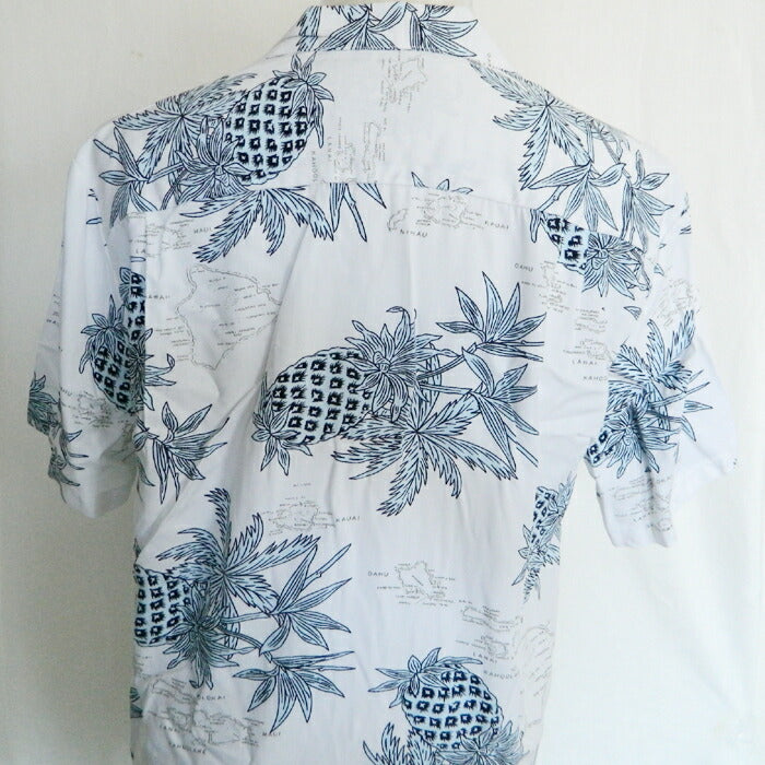 アロハシャツ メンズ TWO PARMS ツーパームス パイナップル ホワイト 送料無料 本場ハワイ製 made in hawaii 白 ALOHA  SHIRT メイドインハワイ 大きいサイズ